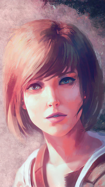 Max Caulfield, portrait, painting, short hair, blue eyes, video game HD phone wallpaper
