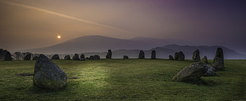 Castlerigg stone circle, sunset, stones, landscape HD wallpaper