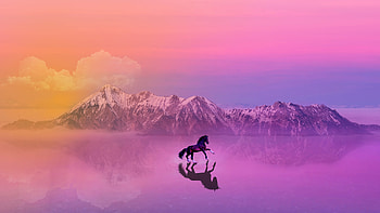 Horse Manipulation, horse, artist, artwork, digital-art, animals, reflection, mountains, landscape HD wallpaper