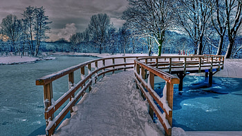 Frost, river, Winter, Bridge, Nature HD wallpaper