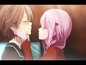 Inori Shu, tars, unifrom, guilty crown, inori, pink hair, nice, closed eye, brown hair, blush, shu, lovely HD wallpaper