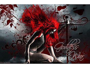 Goddess Of War, women, goddess, war, red HD wallpaper