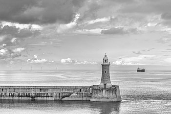 Nature, Sky, Sea, Clouds, Horizon, Bw, Chb, Lighthouse HD wallpaper
