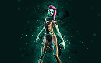 Putrid Polarity, , turquoise neon lights, Fortnite Battle Royale, Fortnite characters, Putrid Polarity Skin, Fortnite, Putrid Polarity Fortnite HD wallpaper
