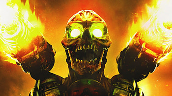 doom, skull, fire, monster HD wallpaper