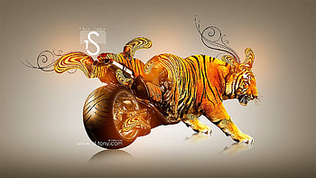 Moto Tiger, art, tiger, big cat, motorcycle, cat, monster, orange, moto, pisici, fantasy, tony kokhan, tigru HD wallpaper