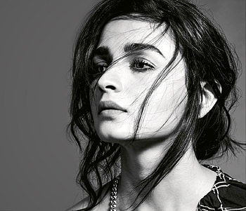Bollywood, Alia Bhatt, monochrome HD wallpaper