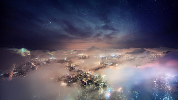 Nebula City, galaxies, nebula, fun, space, cool, stars HD wallpaper