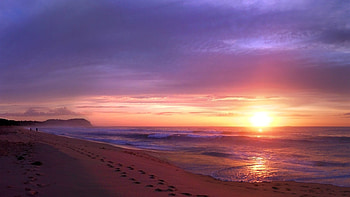 Sunset Beach, colors, sand, skies, beach HD wallpaper