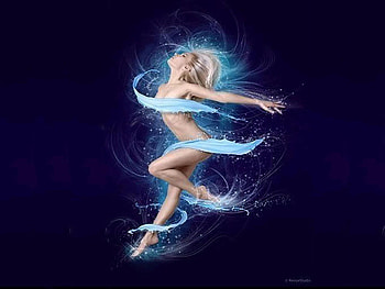 girl blue, blue, girl, dance, woman HD wallpaper
