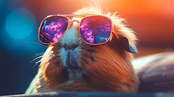 Hipster Guinea Pig in Sunglasses - AI Art, AI Art, Animal, guinea pig HD wallpaper
