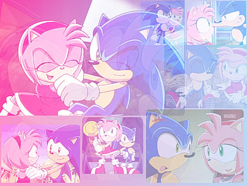 Sonic and Amy, sonic x, sonic, colorful, video games, amy HD wallpaper
