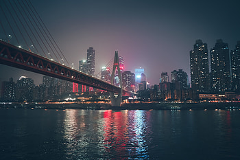 Night, bridge, China's city, buildings HD wallpaper
