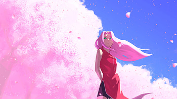 Pink Hair Sakura Haruno Blue Sky Background Naruto HD wallpaper