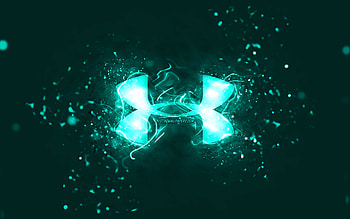 Under Armour turquoise logo, , turquoise neon lights, creative, turquoise abstract background, Under Armour logo, brands, Under Armour HD wallpaper
