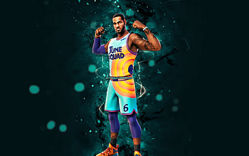 Tune Squad LeBron, , blue neon lights, Fortnite Battle Royale, Fortnite characters, Tune Squad LeBron Skin, Fortnite, Tune Squad LeBron Fortnite HD wallpaper