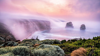 Great Ocean Road, Australia, coast, clouds, colors, sky, rocks, sunset, stones HD wallpaper