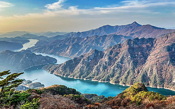 River in South Korea, river, nature, mountains, South Korea HD wallpaper