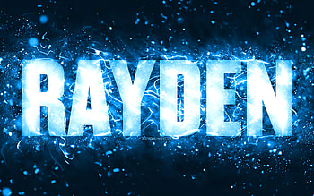 Happy Birtay Rayden, , blue neon lights, Rayden name, creative, Rayden Happy Birtay, Rayden Birtay, popular american male names, with Rayden name, Rayden HD wallpaper