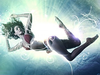 The Swimmer, swim, immersed, 3d, water, woman HD wallpaper