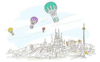 Landscape, , Balloons HD wallpaper