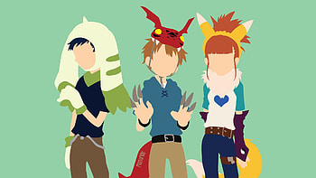 Renamon (Digimon), Digimon, Makino Ruki, Terriermon (Digimon), Guilmon (Digimon), Anime, Lee Jianliang, Matsuda Takato HD wallpaper