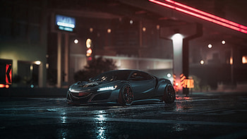 Night, Sports, Cars, Wet, Car, Asphalt, Machine, Grey, Sports Car HD wallpaper