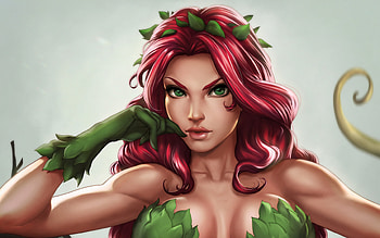 Poison Ivy, pink, comcs, fantasy, green, pamela aisli, girl, redhead HD wallpaper