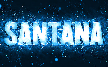 Happy Birtay Santana, , blue neon lights, Santana name, creative, Santana Happy Birtay, Santana Birtay, popular american male names, with Santana name, Santana HD wallpaper