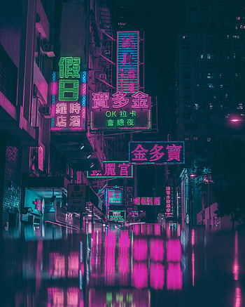 Cities, Hieroglyph, Signs, Reflection, Night City, Neon, Street, Hong Kong, Hong Kong S.a.r, Signboards HD phone wallpaper