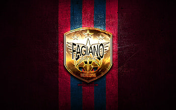 Fagiano Okayama FC, golden logo, J2 League, purple metal background, football, japanese football club, Fagiano Okayama logo, Fagiano Okayama HD wallpaper