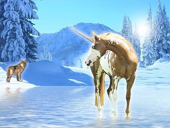 Spirit Horse/Wolf, wolves, fantasy, snow, sky, nature HD wallpaper