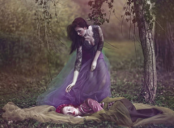 Wake up!, agnieszka lorek, model, ona, girl, woman, purple, pink, couple, ophidia, sleep HD wallpaper
