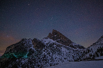 Comet Rain Over Mountains In Dolomites, stars, mountains, nature HD wallpaper