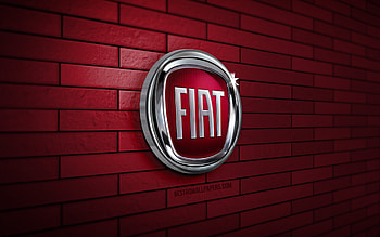 Fiat 3D logo, , purple brickwall, creative, cars brands, Fiat logo, 3D art, Fiat HD wallpaper