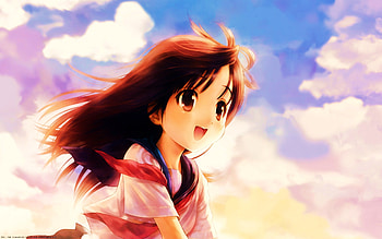Anime Girl, uniform, sky, anime HD wallpaper