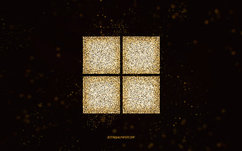 Windows 11 glitter logo, gold glitter art, black background, Windows 11 logo, Windows 11, creative art, Windows 11 gold glitter logo, Windows logo, Windows HD wallpaper