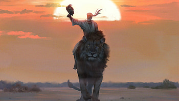 Nomads , lion, artist, artwork, digital-art, artstation HD wallpaper