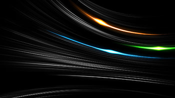 minimalism, Black Background, Digital Art, Abstract, Lines, Glowing, Orange, Blue, Green / and Mobile Backgrounds HD wallpaper