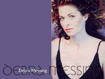 Debra Messing, black dress, eyes, red curly long hair, cute, lips, actress, female HD wallpaper