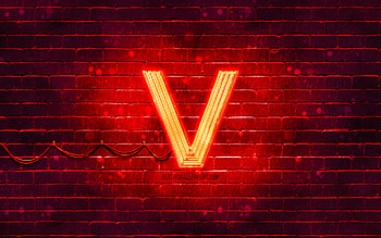 WayV red logo, , red brickwall, WayV logo, brands, WayV neon logo, WayV HD wallpaper