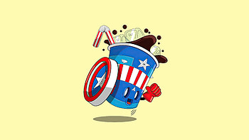 Captain America Transformed Into A Cold Drink Can, captain-america, artwork, artist, art, digital-art, minimalism, superheroes HD wallpaper