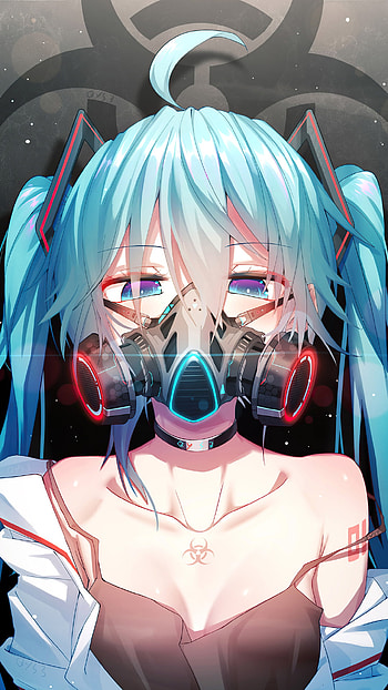 Hatsune Miku hazard mask, Hatsune Miku, Anime, Vocaloid HD phone wallpaper