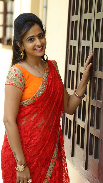 Lasya Manjunath, saree lover, telugu actress HD phone wallpaper