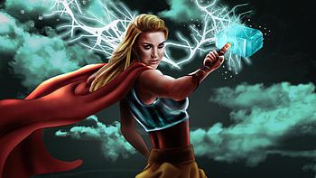 Natalie Portman As The Mighty Thor, jane-foster, superheroes, natalie-portman, artist, artwork, digital-art, artstation HD wallpaper