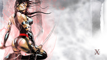 Energy in me, white, black, sword, x, engergy, suit, psylocke, black hair, swords, men, red, katana, fire, warrior HD wallpaper