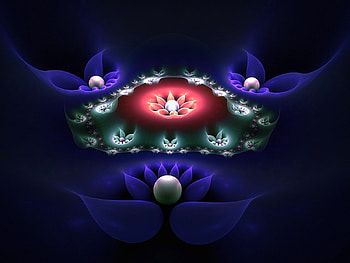 digital flowers, blue, digital art, flowers, color HD wallpaper