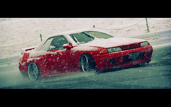 Nissan skyline r32 blizzard drifting cars snow HD wallpaper