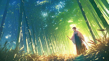 Enchanting Anime Forest - Ultra, anime forest, bamboo forest, fantasy, nature, sunlight HD wallpaper