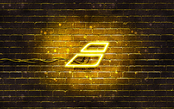 Babolat yellow logo, , yellow brickwall, Babolat logo, brands, Babolat neon logo, Babolat HD wallpaper